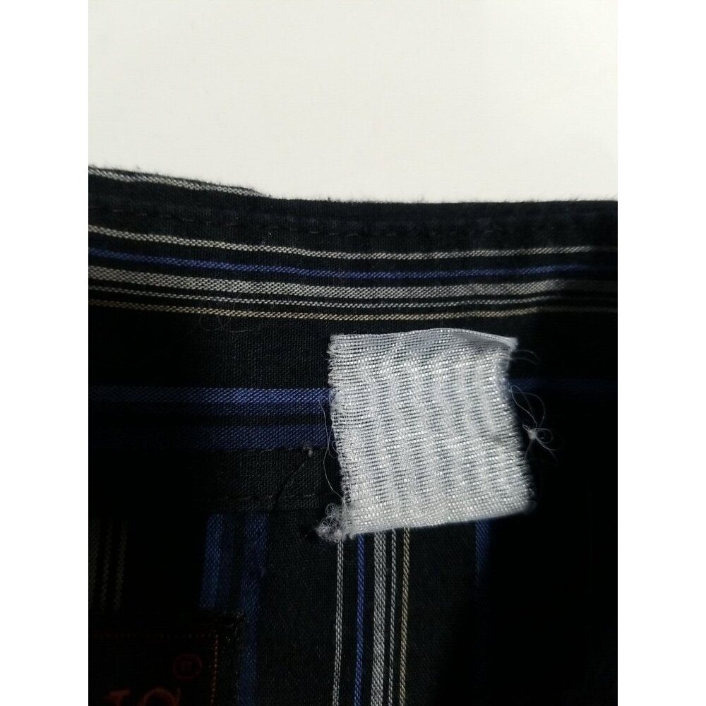 Plains Vintage Western Wear Shirt Mens XL Pearl Snap Black Blue Stripe LS - Picture 11 of 11